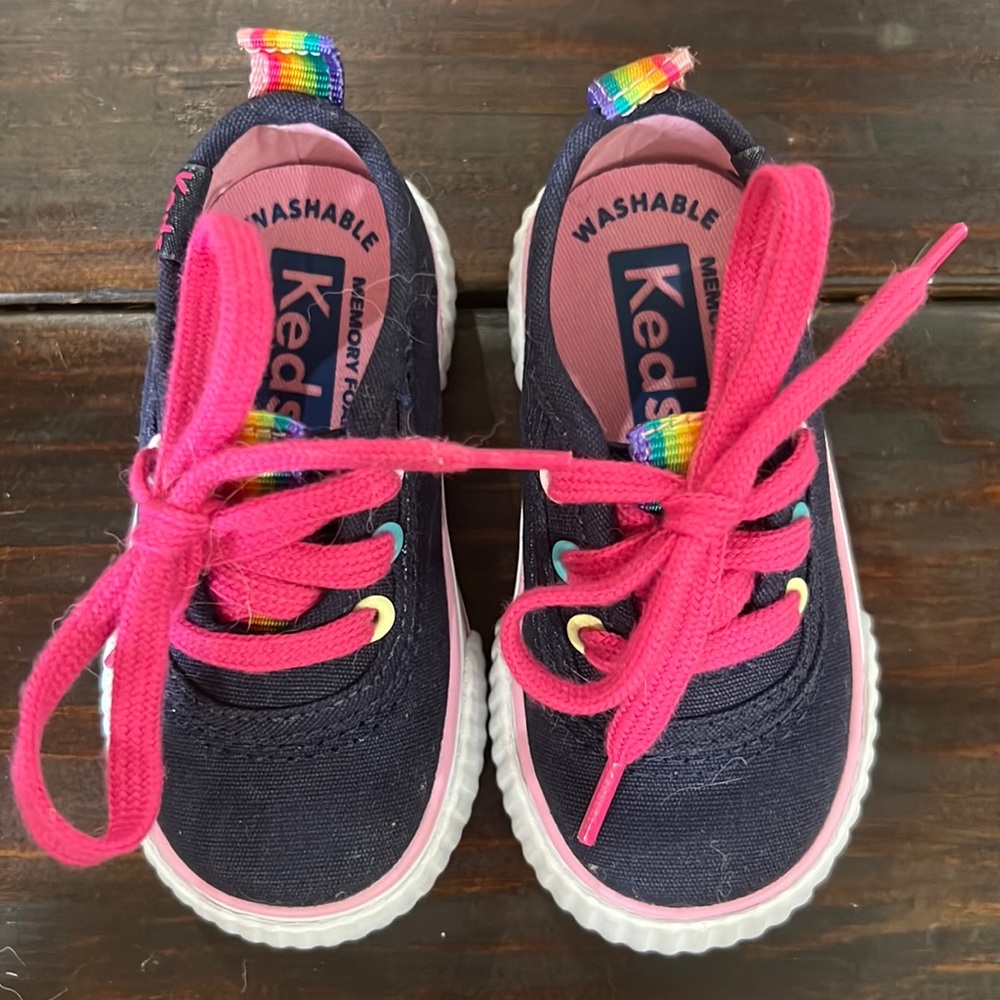 Keds navy blue memory foam lace up tennis shoes sz 4.5